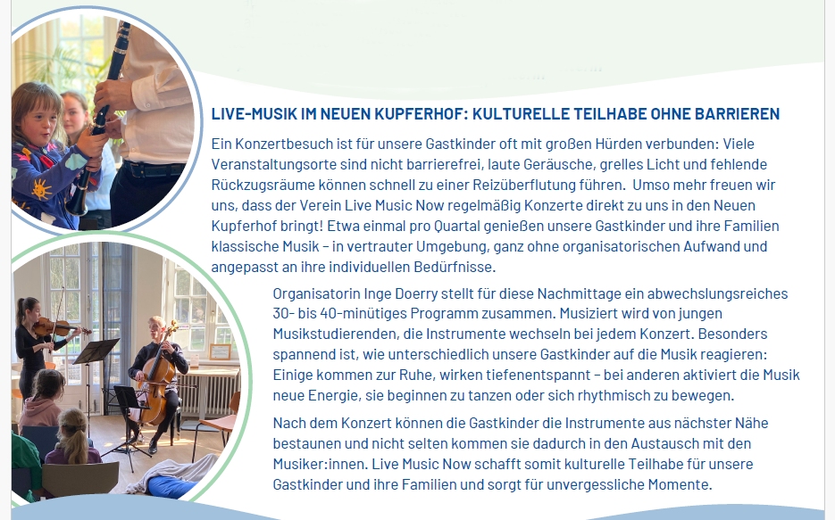 Presseartikel: Live-Musik im neuen Kupferhof, Handzeichen 05/2025
